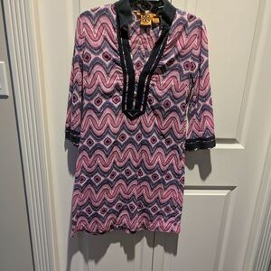 Tory Burch Pink and Black Patterned Blouse